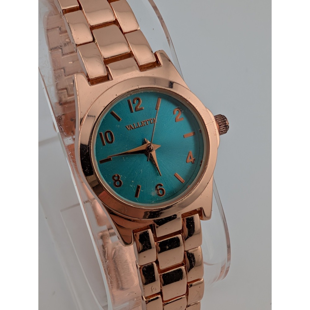Valletta Watch Women 23mm Case Blue Dial Rose Gold 7" Band- New Battery